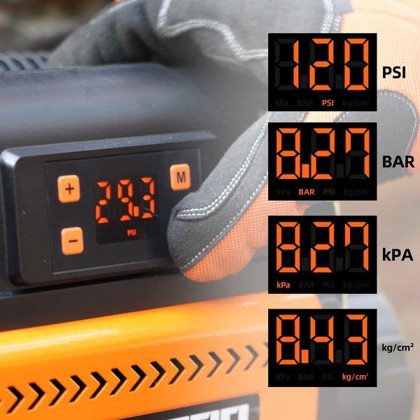 ALL-TOP 12V Air Compressor w/LCD Control Panel to Preset Target Pressure, 150PSI 12.35CFM Air Pump Inflator for Overland (Dual Cylinder)